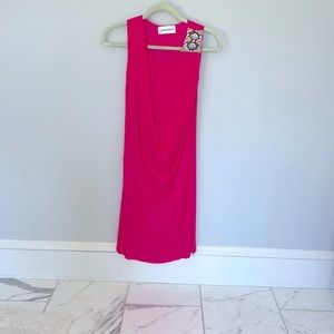 Emilio Pucci hot pink slip dress with draping & gold beading